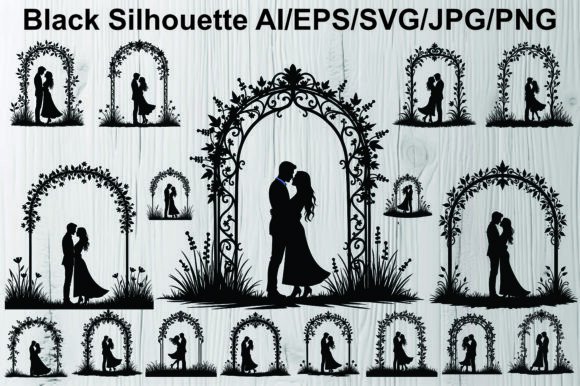 Capturing Romance: The Silhouette Under Floral Wedding Couple