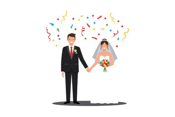 Celebrating Love with Happy Couple Celebrating Wedding Day Wit
