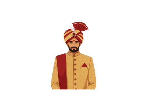 Celebrating Tradition: The Indian Groom in Gold and Red Sherwani