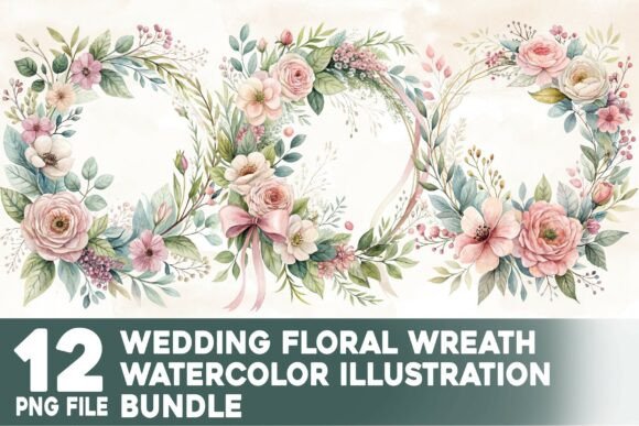 Elegant Botanicals: The Wedding Floral Wreath Watercolor Bundle
