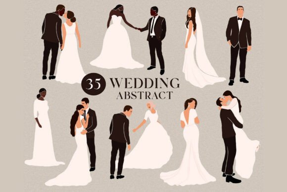 Elegant Wedding Illustrations for Modern Design Projects