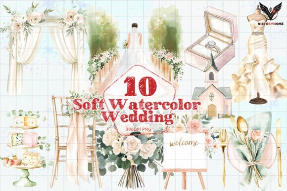 Embrace Artistic Elegance with Soft Watercolor Wedding PNG