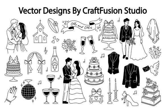Endless Creative Projects with Wedding Illustration Clipart