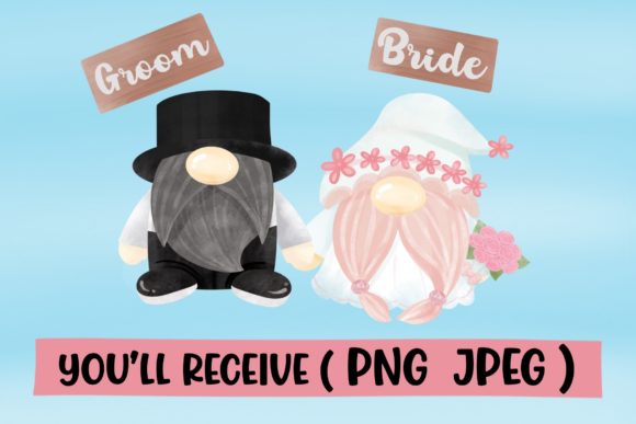 Gnome Wedding Bride and Groom: Enchanting Digital Design Elements