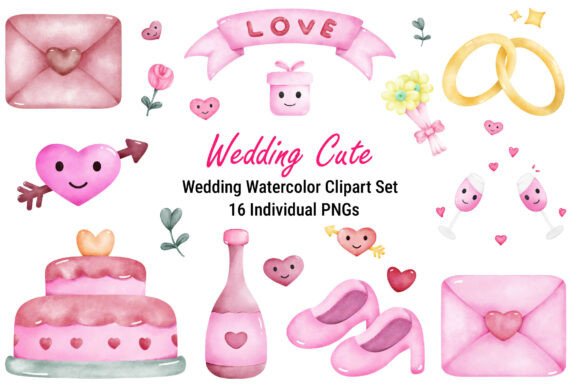 Infuse Your Designs with Romance: A Watercolor Wedding Clipart Set