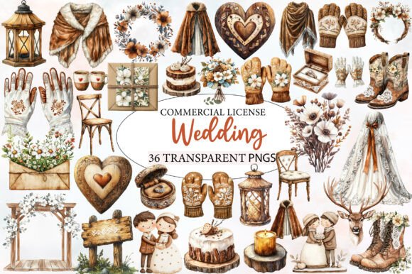 Nordic Wedding Day Clipart: A Designer's Toolkit for Rustic Charm