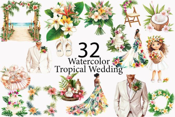 Tropical Wedding Watercolor Clipart: Your Ultimate Design Toolkit